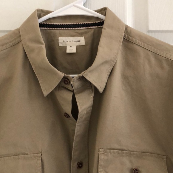 NWT Rustic Khaki Long Sleeve Woven Button Shirt - Picture 3 of 10